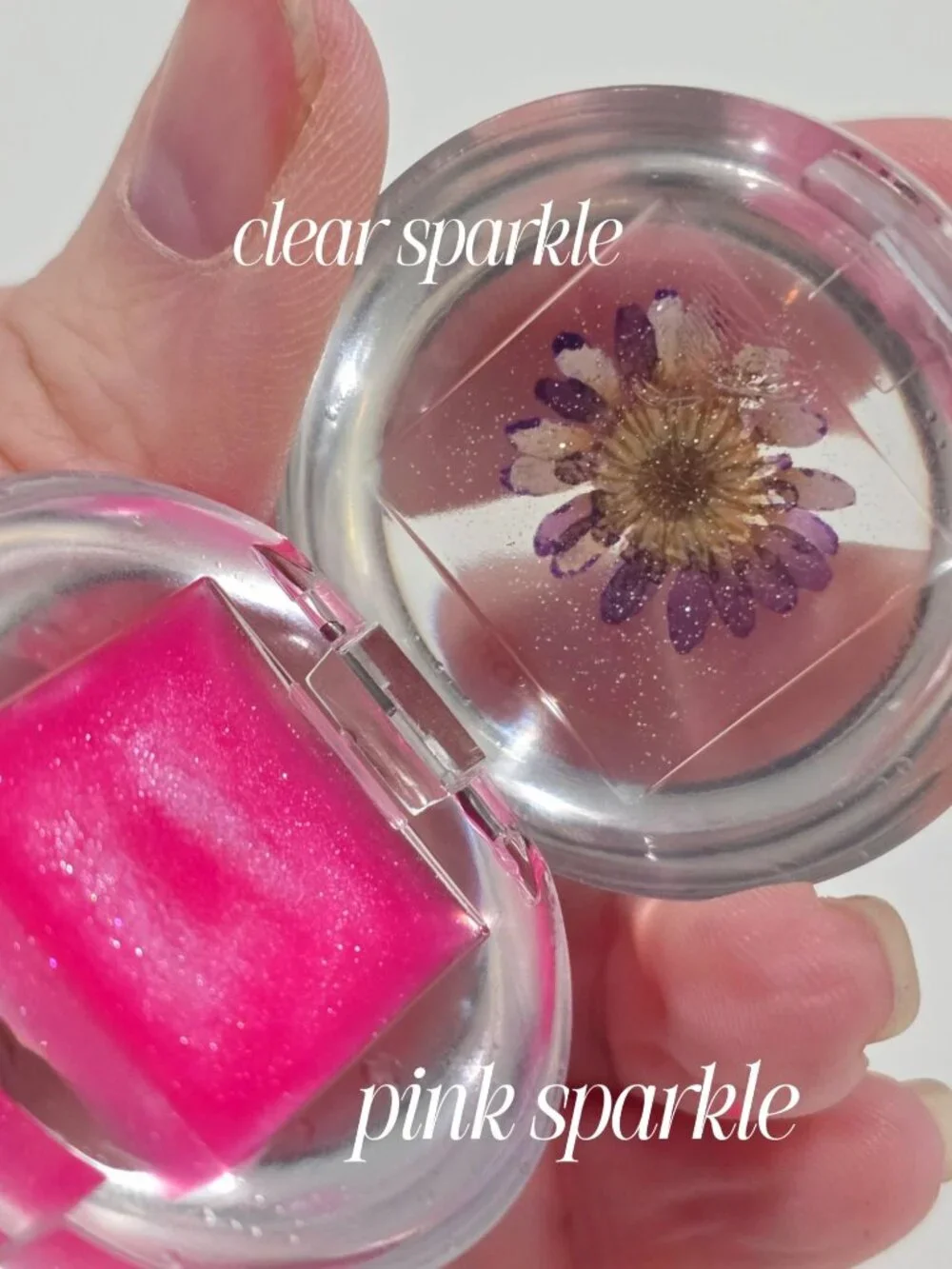 Blossom ✦ Duo Lip Gloss ✦ Clear & Pink Sparkle Hydrating Flower‑Infused .28oz